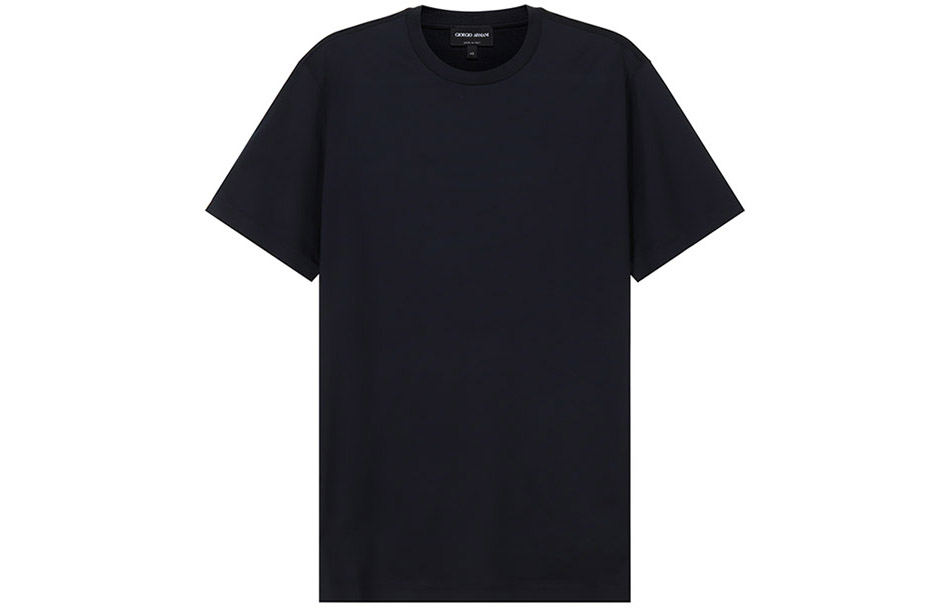 GIORGIO ARMANI SS22  Semi-Sheer Solid Crewneck Tee in Night Blue 3KSM77-SJZHZ-UBWF