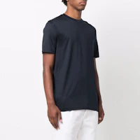 Purchase GIORGIO ARMANI SS22 Semi-Sheer Solid Crewneck Tee in Night Blue 3KSM77-SJZHZ-UBWF