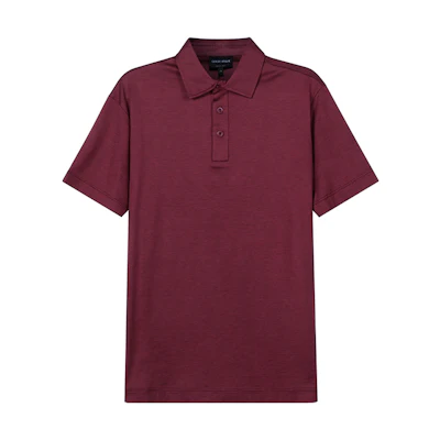 Giorgio Armani SS22 Semi-Sheer Solid Polo Shirt Brick Red. 3KSF74-SJZHZ-U5VA