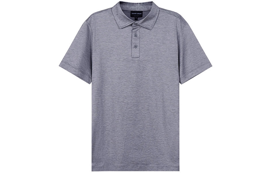 GIORGIO ARMANI SS22  Semi-Transparent Grey Short Sleeve Polo Shirt. 3KSF74-SJZHZ-U8EL