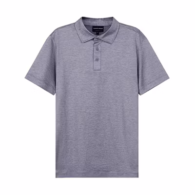 GIORGIO ARMANI SS22 Semi-Transparent Grey Short Sleeve Polo Shirt. 3KSF74-SJZHZ-U8EL