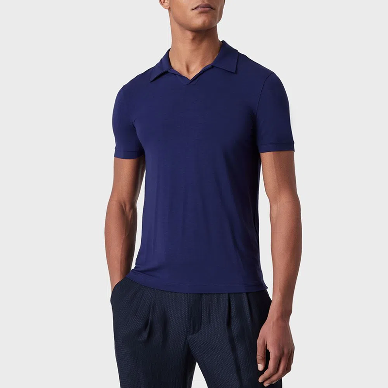 Shop GIORGIO ARMANI SS22 Slim Fit Polo Shirt Biru Tua Navy 3GSF51-SJP4Z-UA3Z