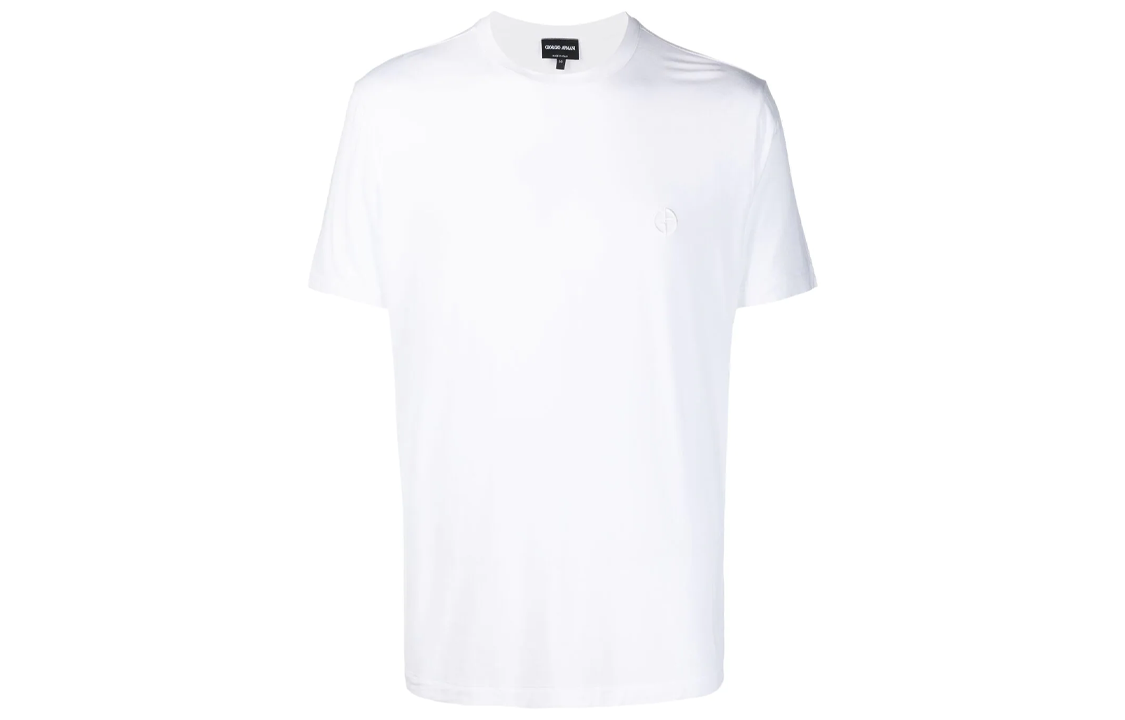 Order 乔治阿玛尼 SS22 白色宽松刺绣Logo提花T恤 3HSM72-SJTKZ-U090