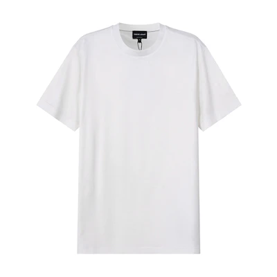 GIORGIO ARMANI SS22 White Sheer Solid Color Round Neck Short Sleeve T-Shirt 3KSM77-SJZHZ-U13Q