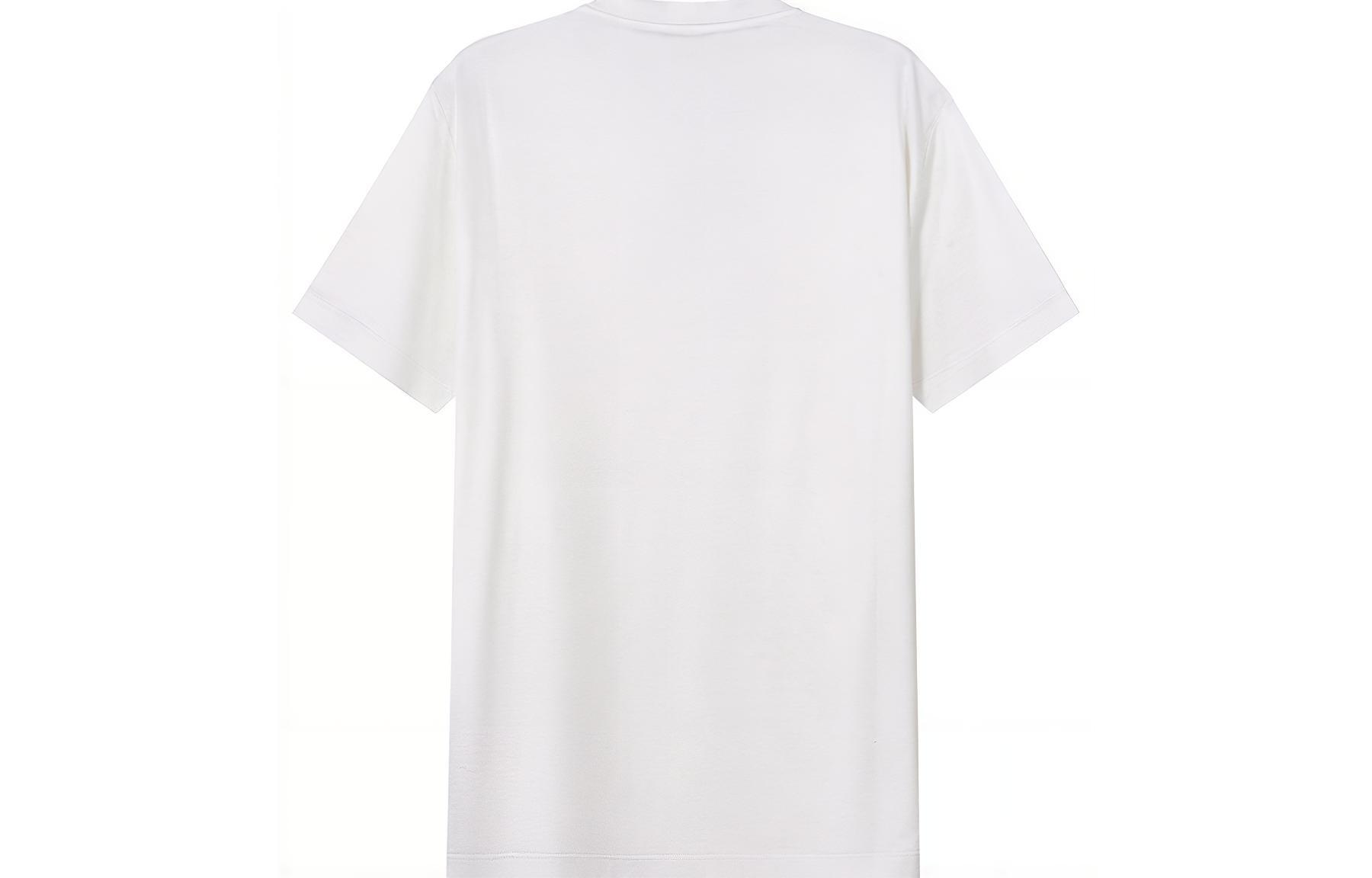 Lookbook GIORGIO ARMANI SS22 Kaos Putih Transparan Lengan Pendek Leher Bulat. 3KSM77-SJZHZ-U13Q