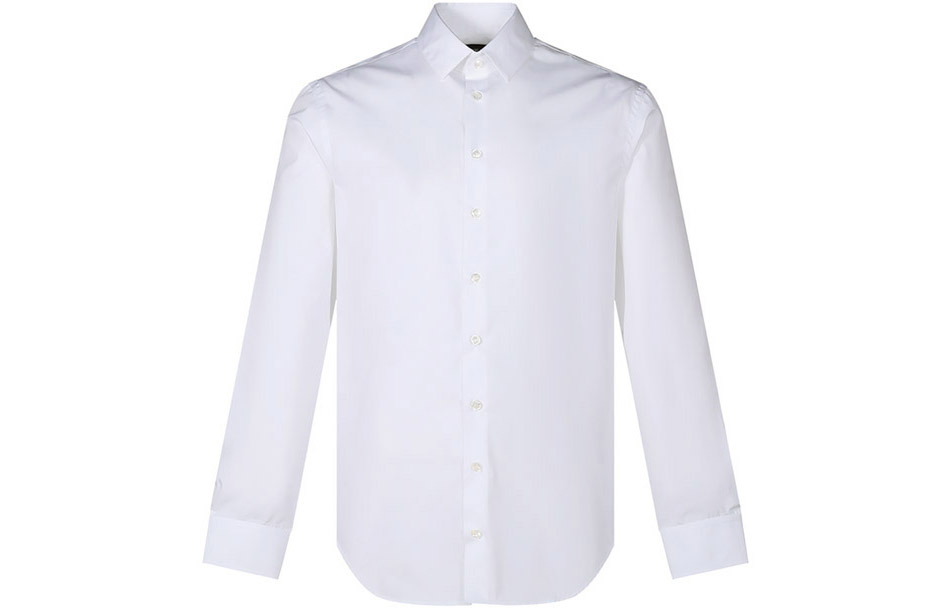 GIORGIO ARMANI SS22  White Solid Cotton Long-Sleeve Shirt 8WGCCZ98-TZ065-U0BN