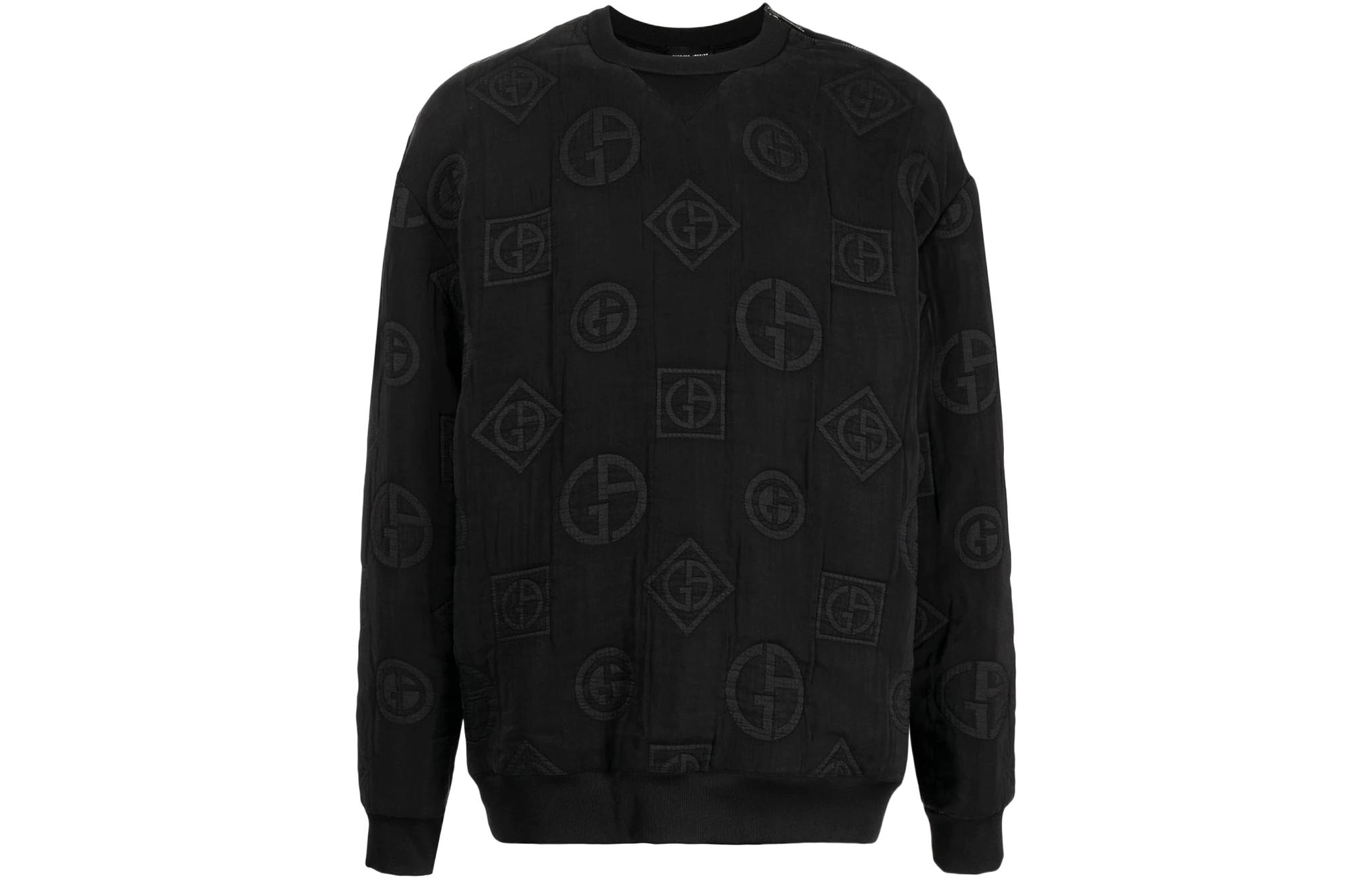 Giorgio Armani SS22 Black Logo Embroidered Sweatshirt 3LSM77SJWXZUC99