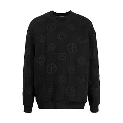 Giorgio Armani SS22 Black Logo Embroidered Sweatshirt 3LSM77SJWXZUC99