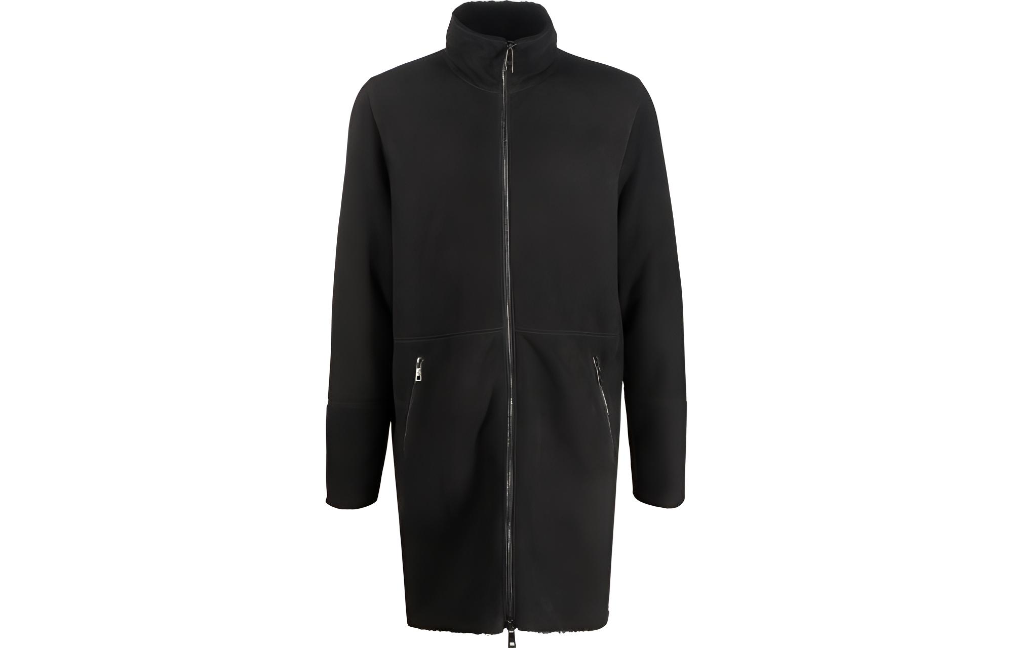 Giorgio Armani SS22 Black Solid Zip-Up Jacket Long Sleeve GU23F14085MEVLDARK