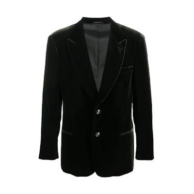 Giorgio Armani SS22 Black Velvet Single-Breasted Long Sleeve Jacket 0SGGG0E-VT0025-U799