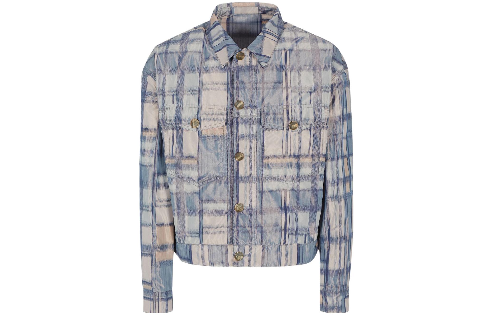 Giorgio Armani SS22 Checkered Collar Jacket Gray 2SGOB072T035O1F6J8