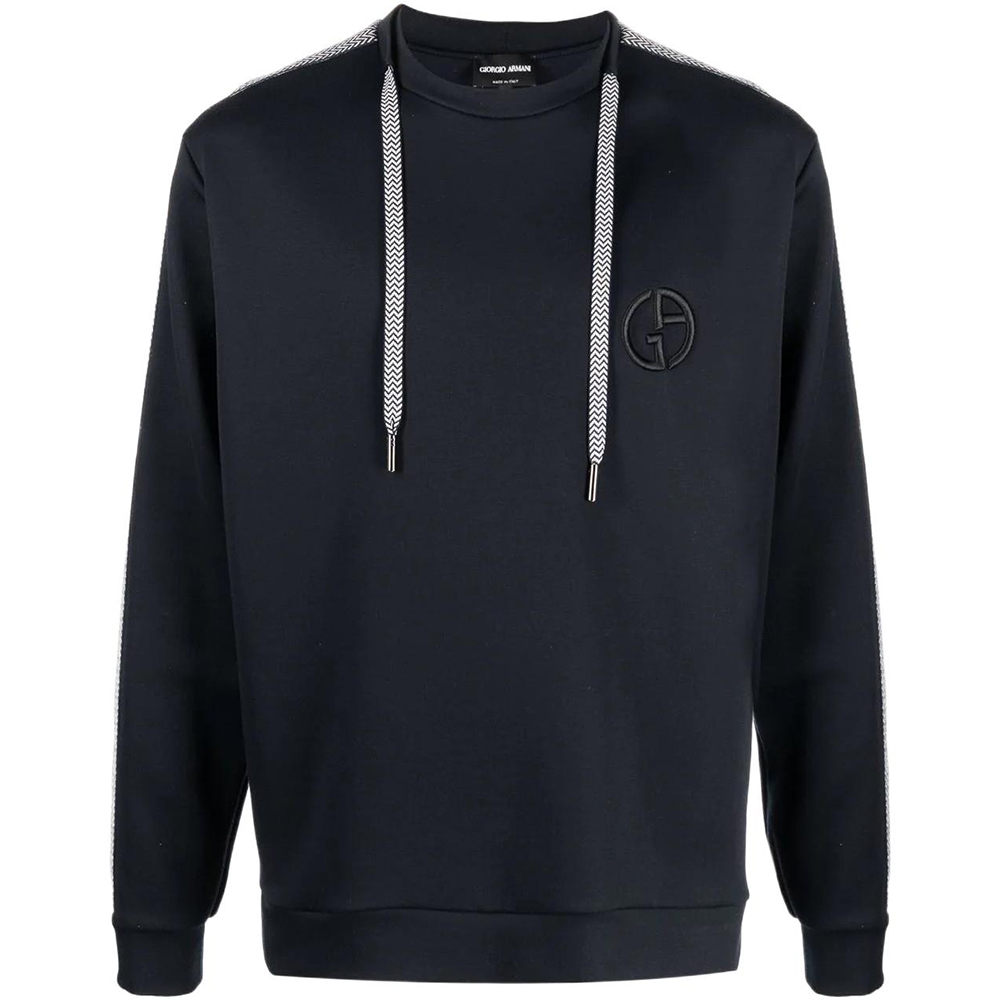 Giorgio Armani SS22 Drawstring Detail Sweatshirt Black 3LSM70-SJPHZ-UBWZ