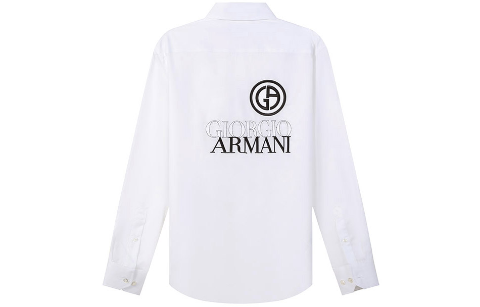 GIORGIO ARMANI SS22 Embroidered Logo Cotton Long Sleeve Casual Shirt White Men 8WGCCZ98-TZB69-U0BN