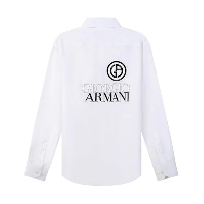GIORGIO ARMANI SS22 Embroidered Logo Cotton Long Sleeve Casual Shirt White Men 8WGCCZ98-TZB69-U0BN