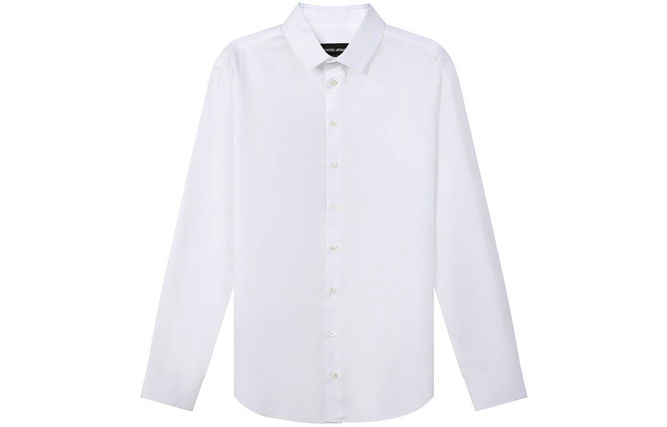 Lookbook 乔治阿玛尼SS22刺绣标志白色长袖休闲衬衫男士款 8WGCCZ98-TZB69-U0BN