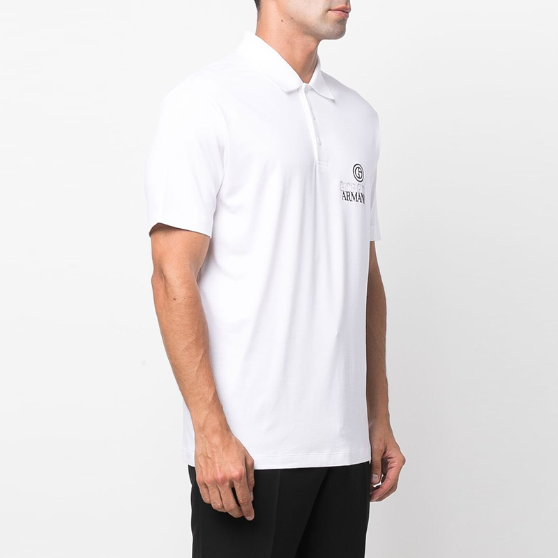 Details for GIORGIO ARMANI SS22 Kemeja Polo Putih Lelaki dengan Logo Sulaman 3LSF72-SJKLZ-U090
