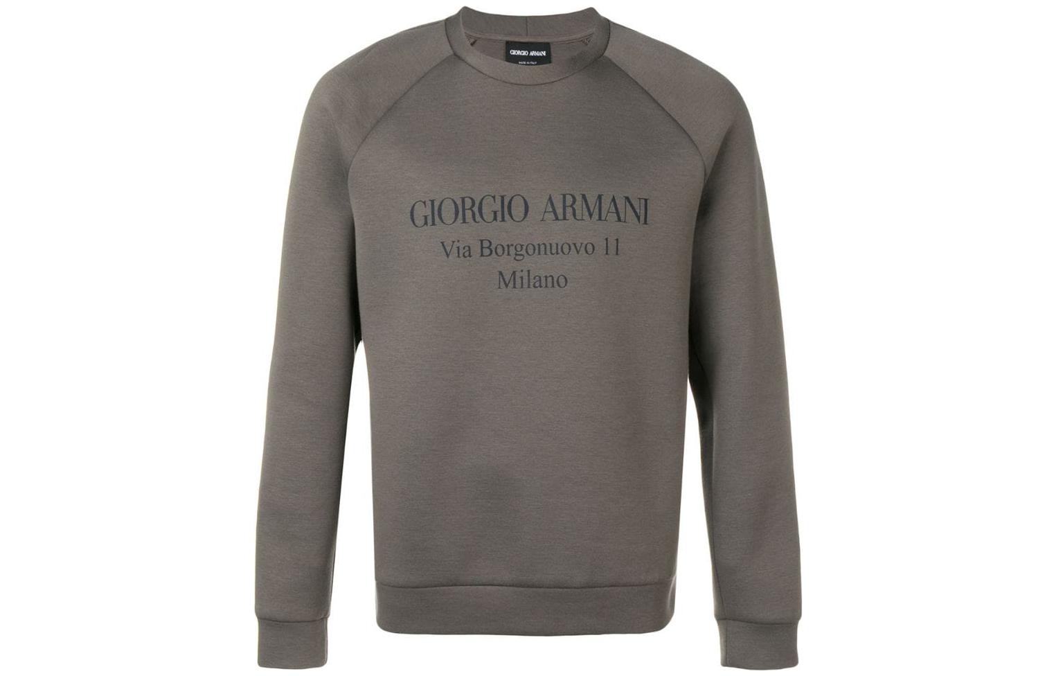 Giorgio Armani SS22 Logo Print Crewneck Long Sleeve Sweatshirt Grey () 3GSM81SJSXZU8L0