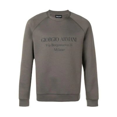 Giorgio Armani SS22 Logo Print Crewneck Long Sleeve Sweatshirt Grey () 3GSM81SJSXZU8L0