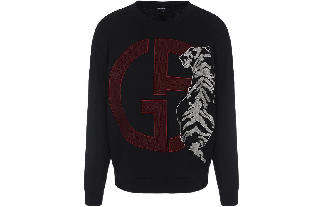 Giorgio Armani SS22 Lunar New Year Black Embroidered Sweatshirt 3LSM82S-JNWZ-UC99