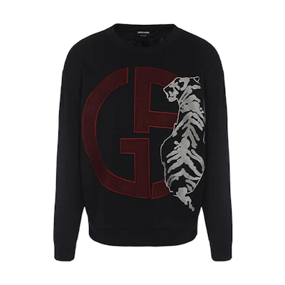 Giorgio Armani SS22 Lunar New Year Black Embroidered Sweatshirt 3LSM82S-JNWZ-UC99