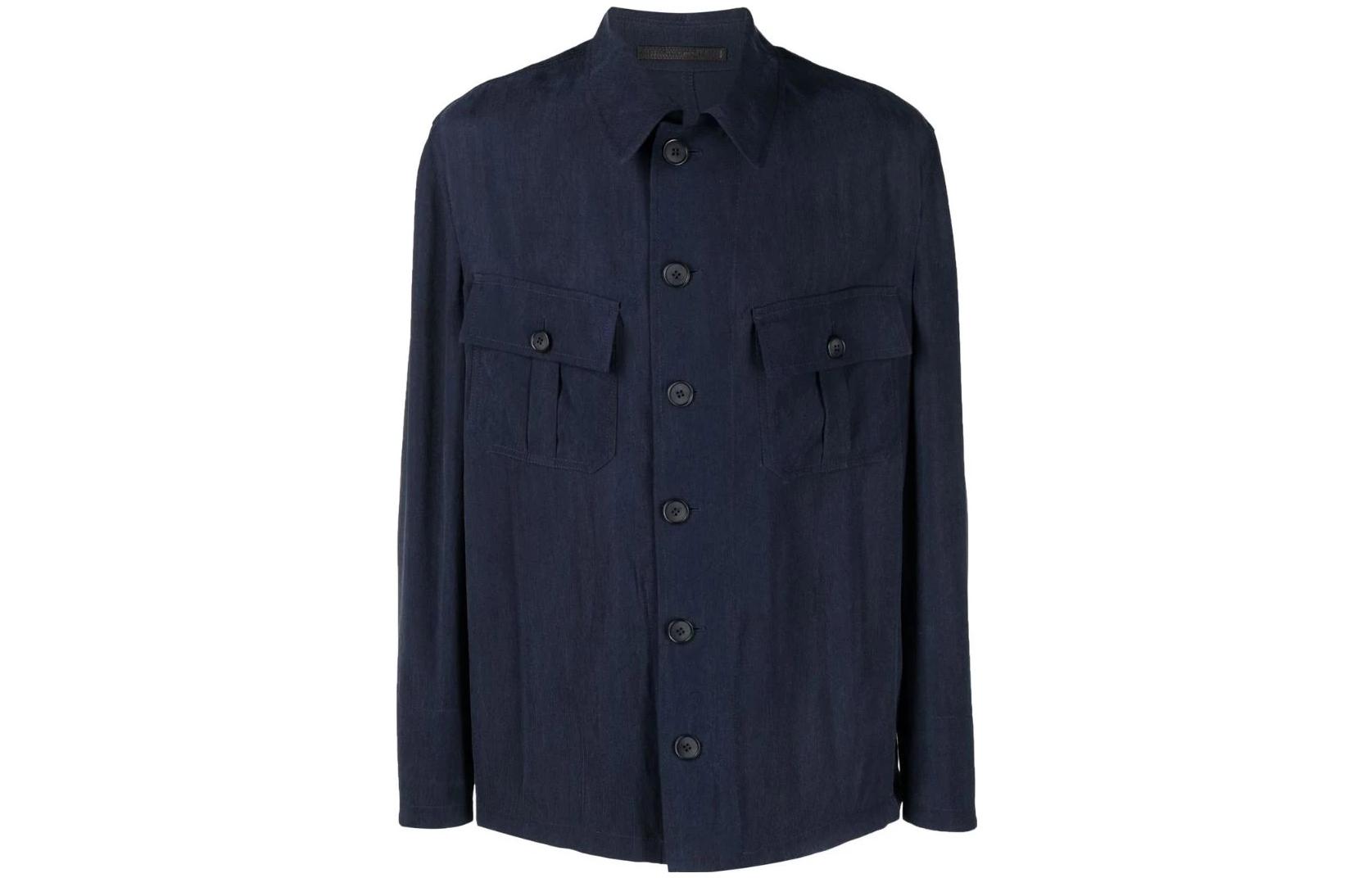 Giorgio Armani SS22 Single-Breasted Shirt Jacket Men’s Blue 2SGGG0R-ZT00AB-UBWF