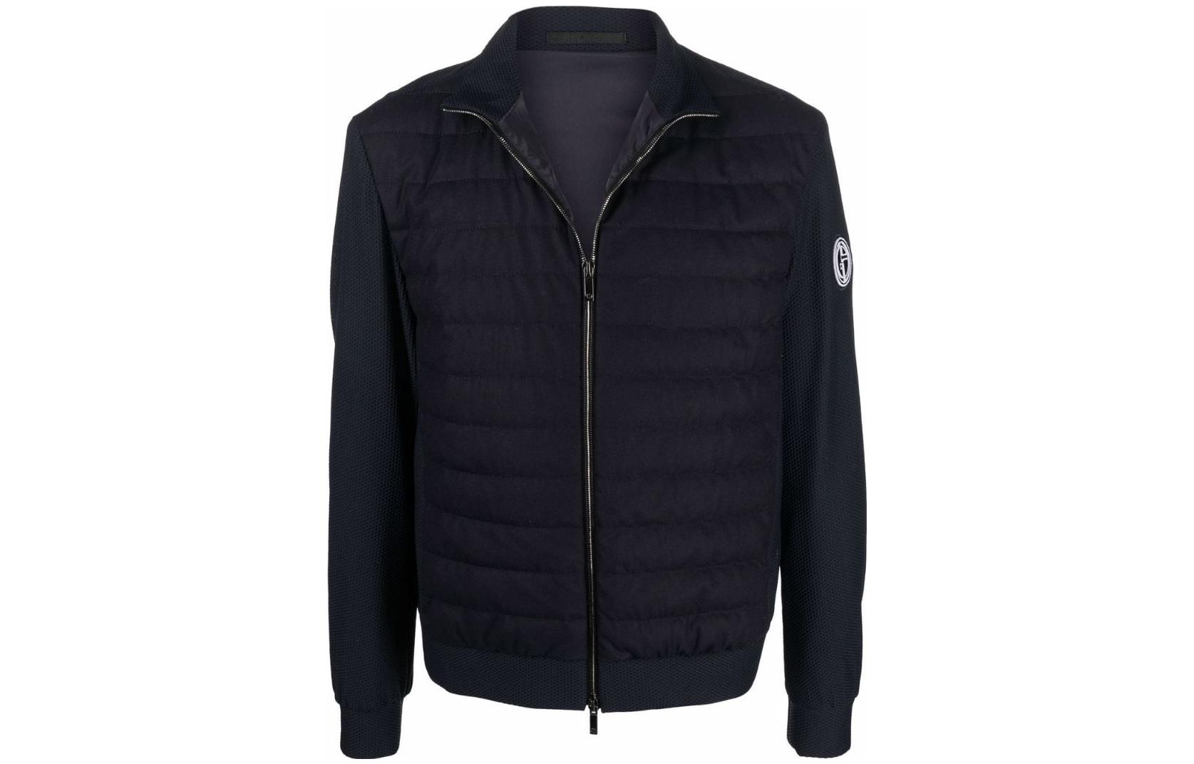 Giorgio Armani SS22 Solid Mesh Detail Puffer Jacket - Black 2SGOB06MT004MUBUV