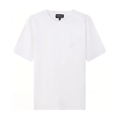 GIORGIO ARMANI SS22 White Cotton Crewneck Short Sleeve T-Shirt 3LSM72-SJXDZ-U090