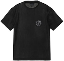 Giorgio Armani SS23 Black Mesh Short Sleeve T-Shirt with Logo Embroidery 3RSM90-SJFJZ-UC99 Giorgio Armani SS23 Black Mesh Short Sleeve T-Shirt with Logo Embroidery 3RSM90-SJFJZ-UC99