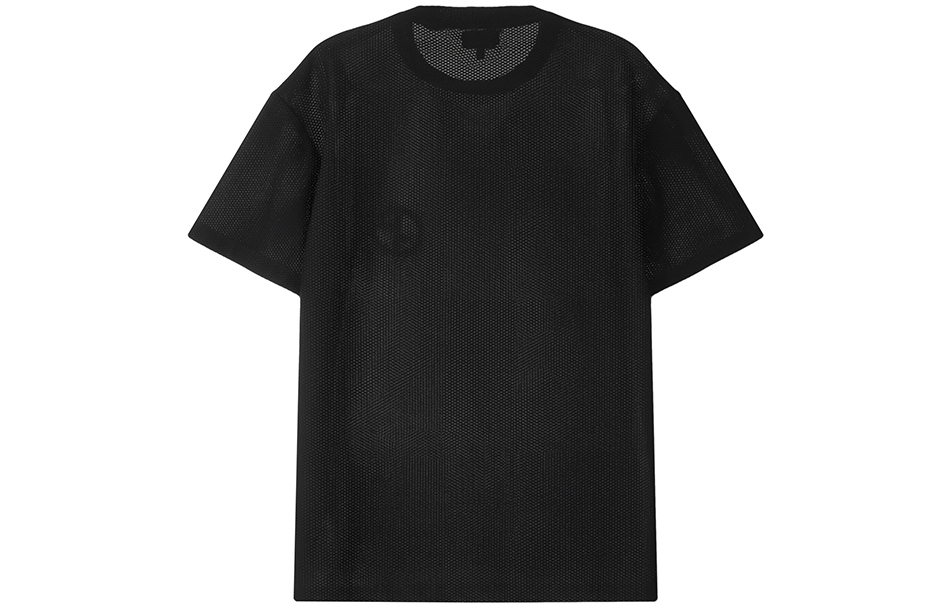 Lookbook Giorgio Armani SS23 黑色網眼短袖T恤 刺繡Logo 3RSM90-SJFJZ-UC99