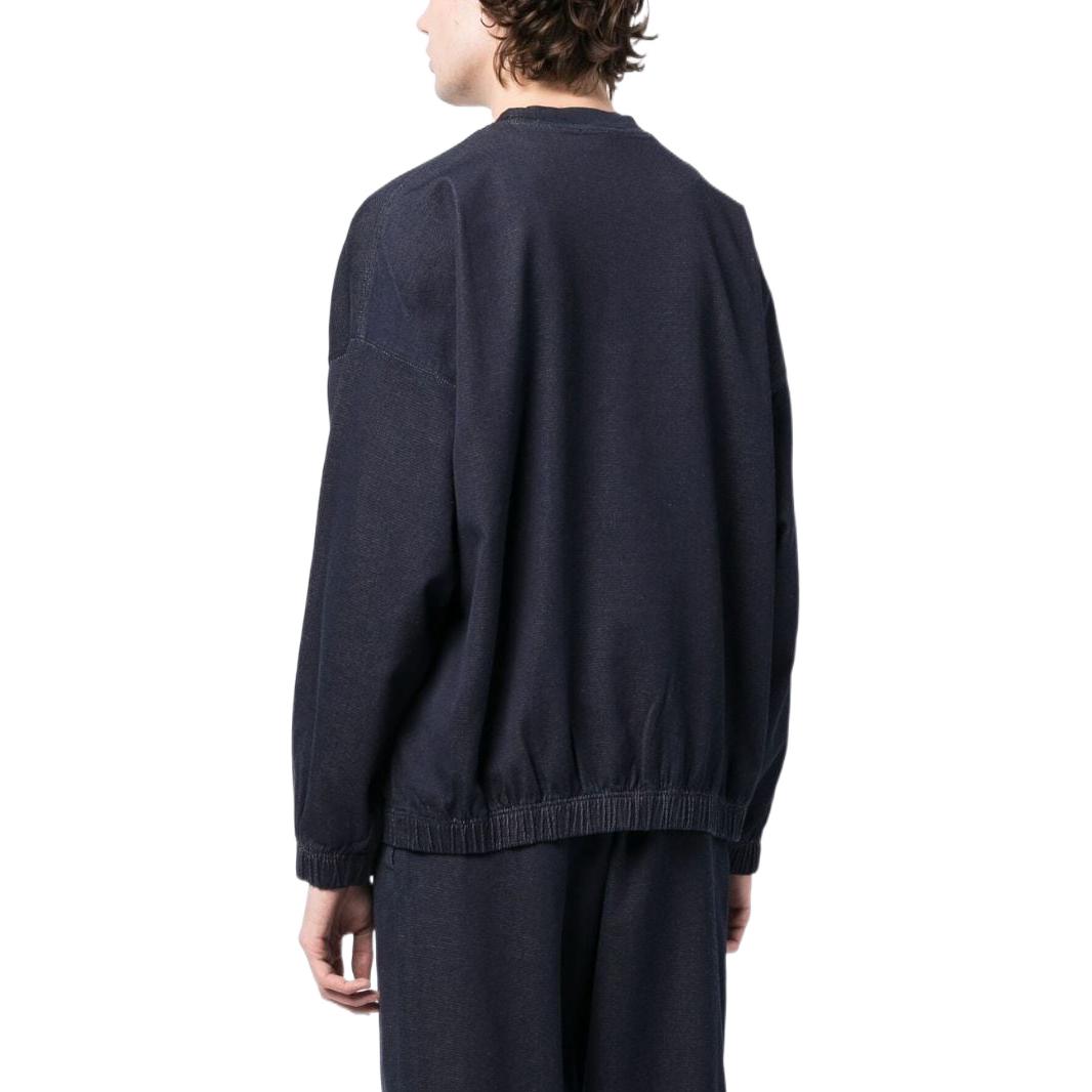 Shop 乔治阿玛尼 SS23 蓝色圆领 Logo 套头卫衣 6LSM6HSD2VZUBUL