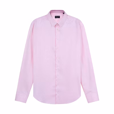 GIORGIO ARMANI SS23 Light Lilac Solid Cotton Straight-Cut Long-Sleeve Shirt. 8WGCCZMN-TZ064-UAMC