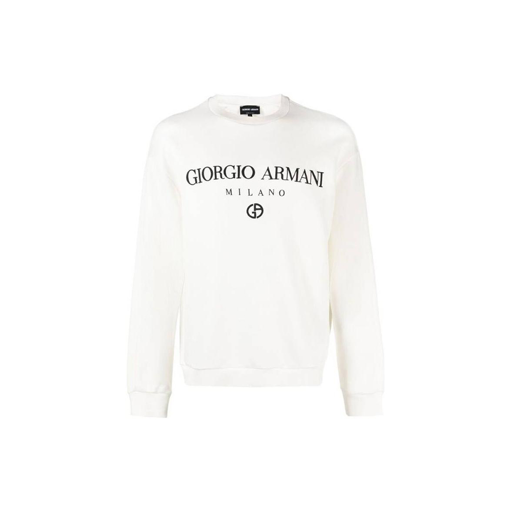 GIORGIO ARMANI SS23  Logo Print Raglan Crewneck Sweatshirt White 3RSM67-SJPHZ-U13Q