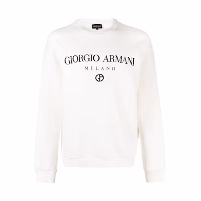 GIORGIO ARMANI SS23 Logo Print Raglan Crewneck Sweatshirt White 3RSM67-SJPHZ-U13Q