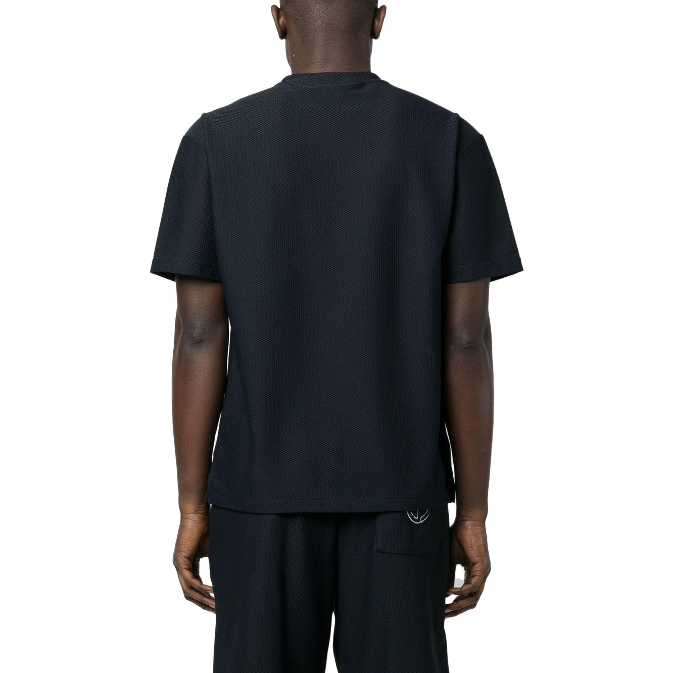 Shop GIORGIO ARMANI SS23 Kaos Jaring Biru Tua Logo Bordir. 3RSM90-SJFJZ-UBUV