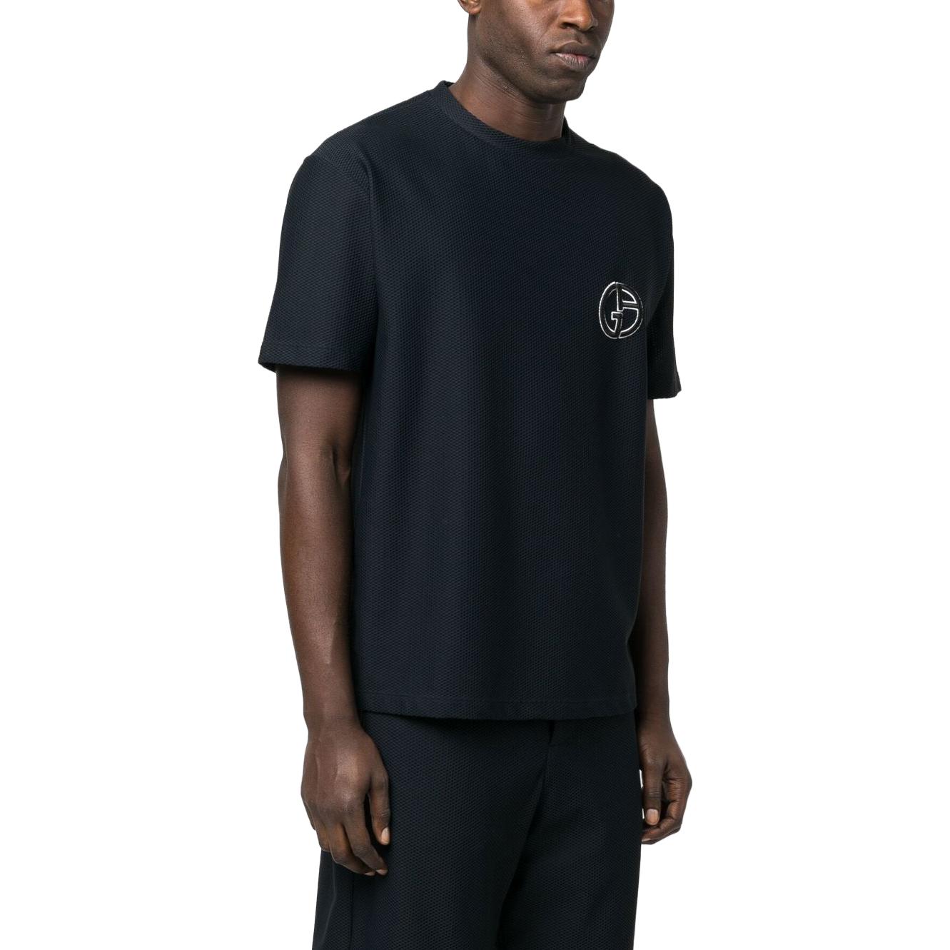 Purchase GIORGIO ARMANI SS23 Kaos Jaring Biru Tua Logo Bordir. 3RSM90-SJFJZ-UBUV