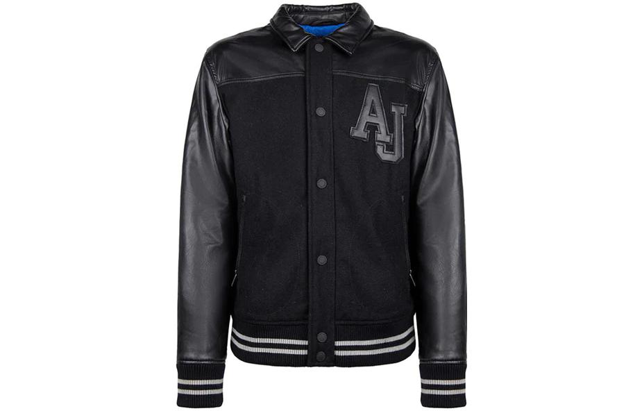 Giorgio Armani SS23 Black Patchwork Letter Embroidered Long Sleeve Jacket Men B6B74ANDG