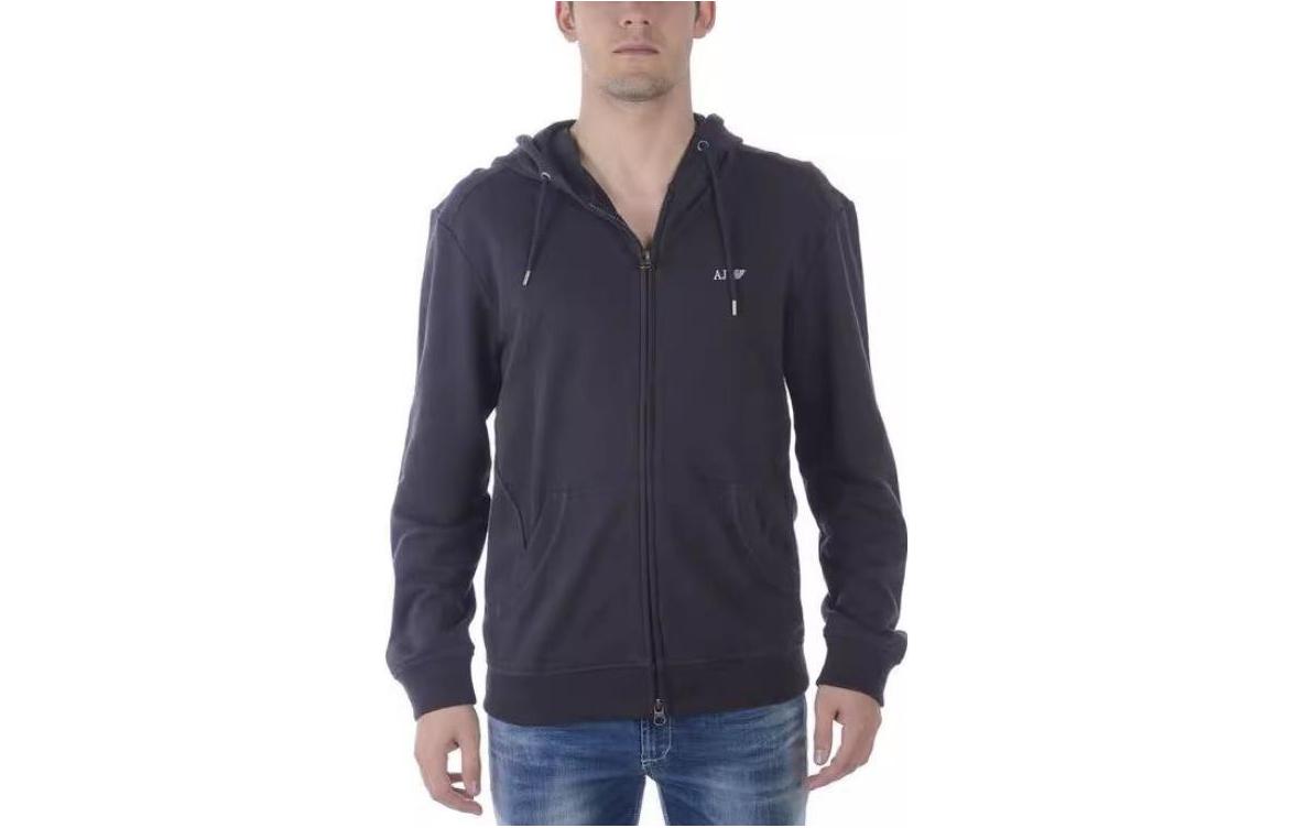 Giorgio Armani SS23 Black Solid Color Long Sleeve Hoodie 06M34RN-6B