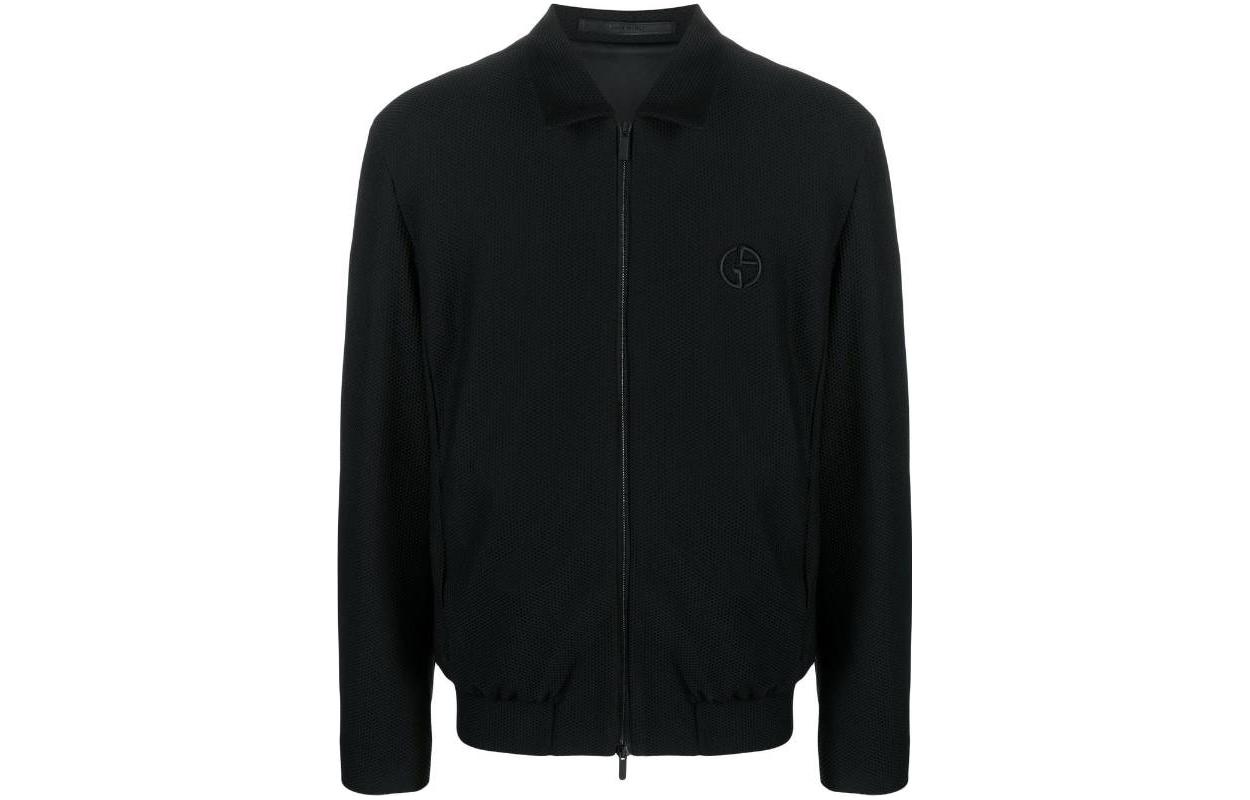 Giorgio Armani SS23 Black Solid Logo Embroidered Shirt Jacket 3SGOB099-J0008-UC99