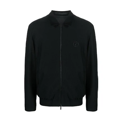 Giorgio Armani SS23 Black Solid Logo Embroidered Shirt Jacket 3SGOB099-J0008-UC99