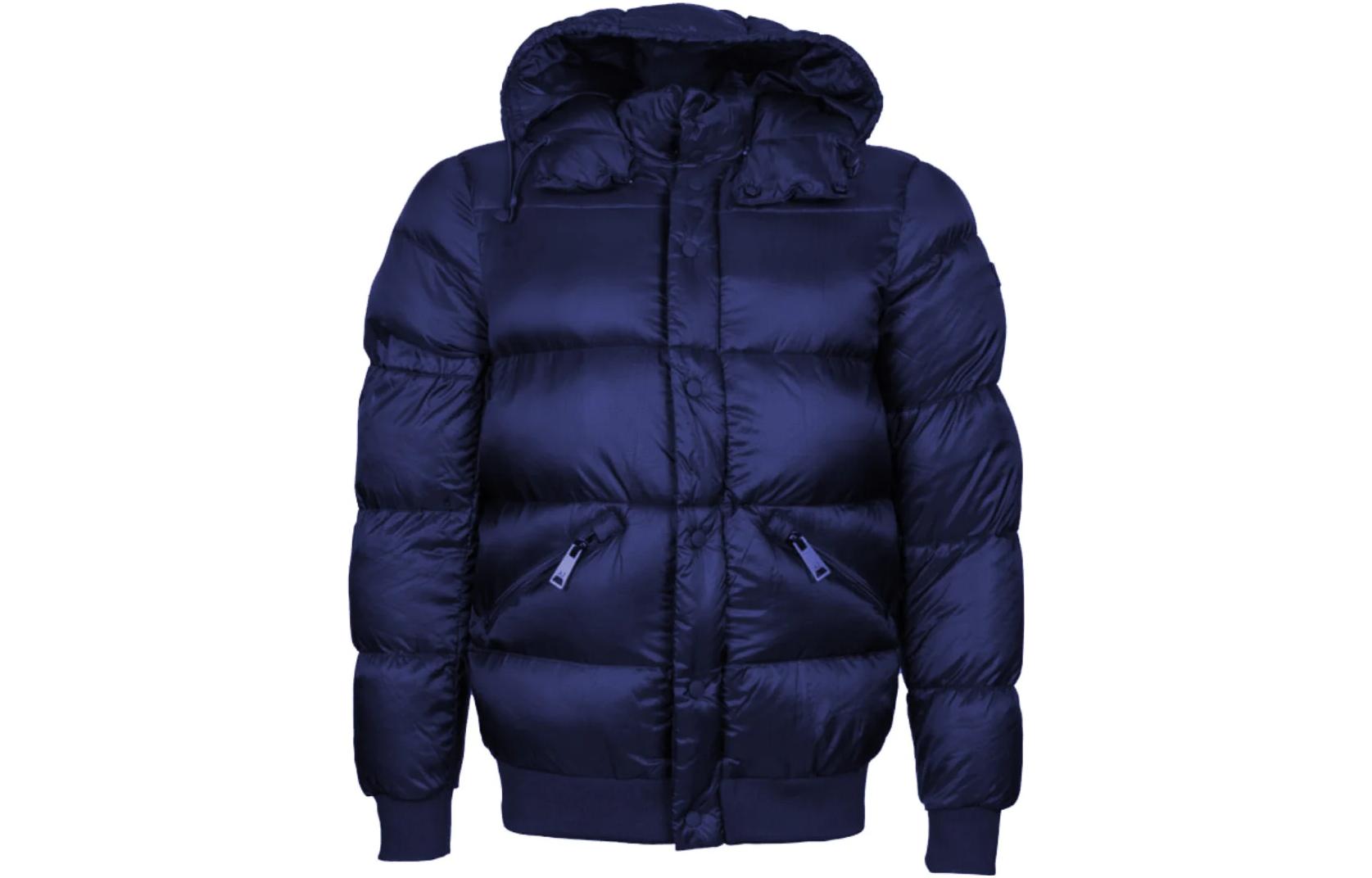 Giorgio Armani SS23 Blue Solid Hooded Zip Jacket Down Coat 6Y6B73-6NLRZ-1579