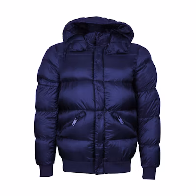 Giorgio Armani SS23 Blue Solid Hooded Zip Jacket Down Coat 6Y6B73-6NLRZ-1579