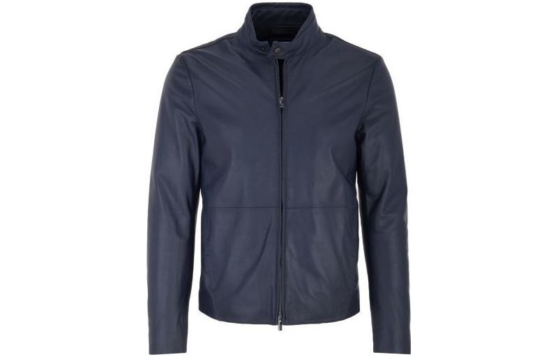 Giorgio Armani SS23 Blue Stand Collar Zip-Up Long Sleeve Jacket SCR21P-SCP21-921