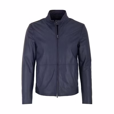 Giorgio Armani SS23 Blue Stand Collar Zip-Up Long Sleeve Jacket SCR21P-SCP21-921