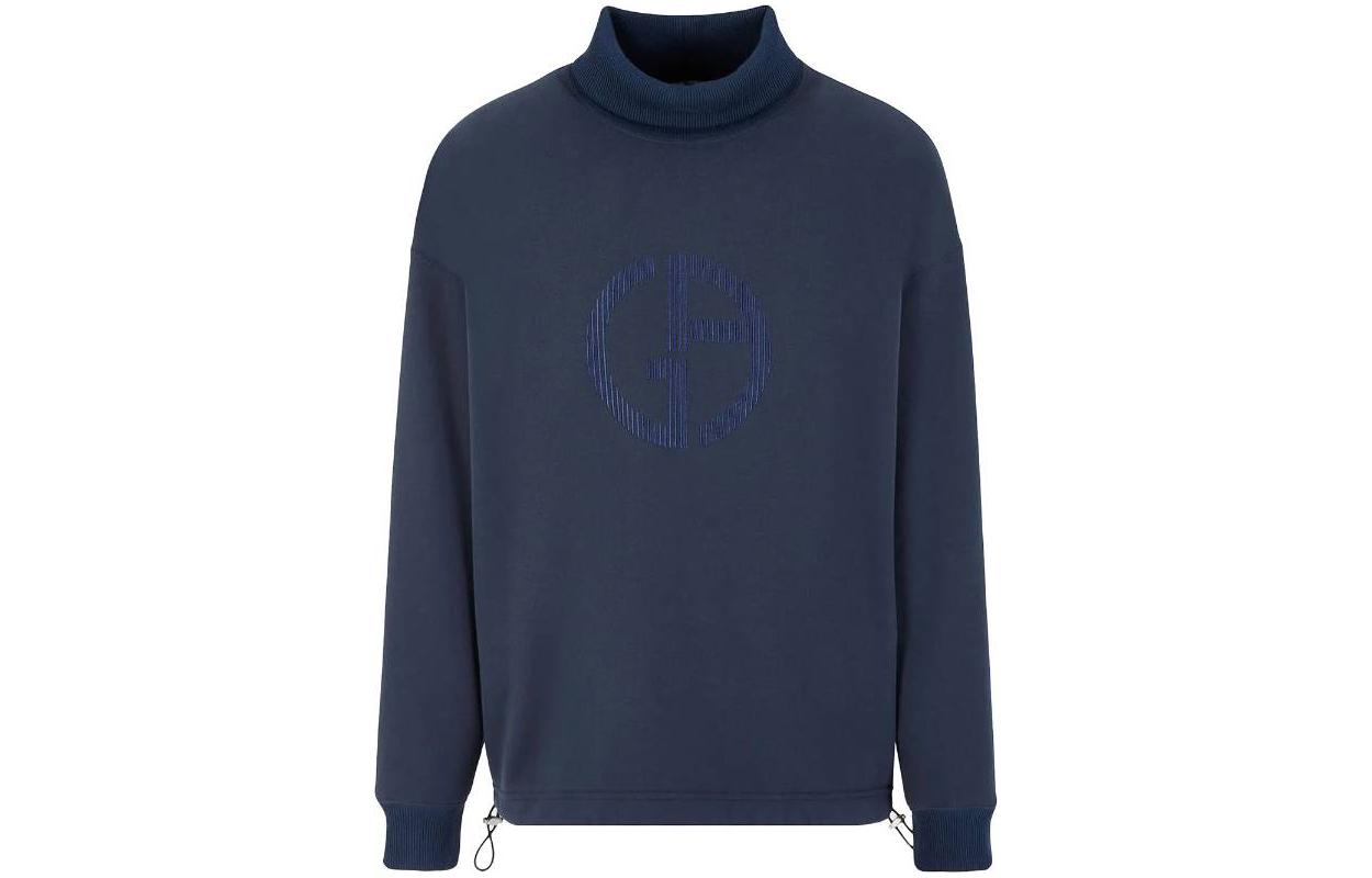 Giorgio Armani SS23 Blue Turtleneck Embroidered Sweatshirt 3RSM52SJDSZUBQ3