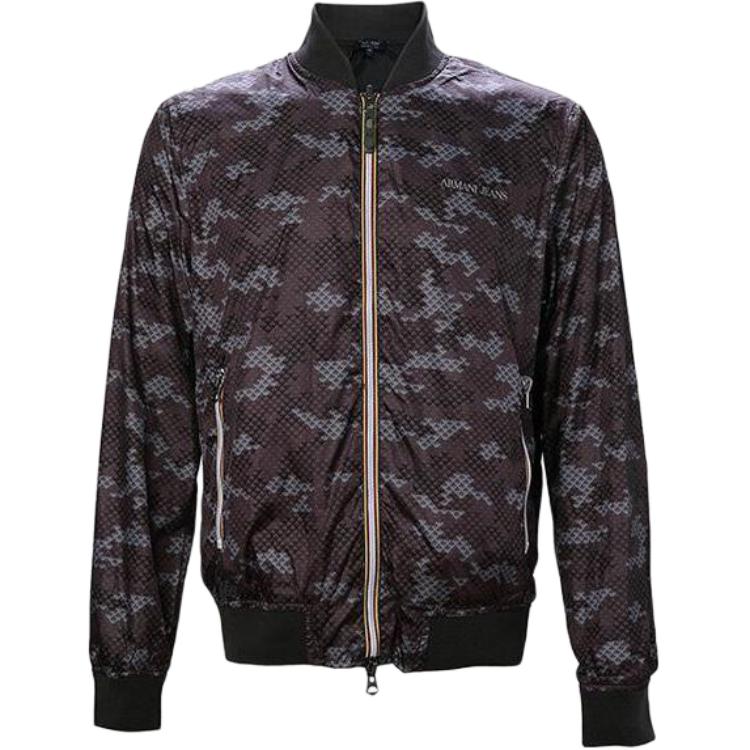 Giorgio Armani SS23 Camouflage Print Zip Jacket Brown Long Sleeve A6B74UJ-3W