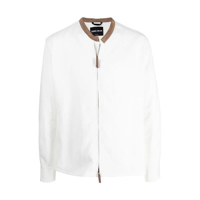 Giorgio Armani SS23 Colorblock Zip Long-Sleeve Jacket White 2SGGG0ST-T02K6-U0N8