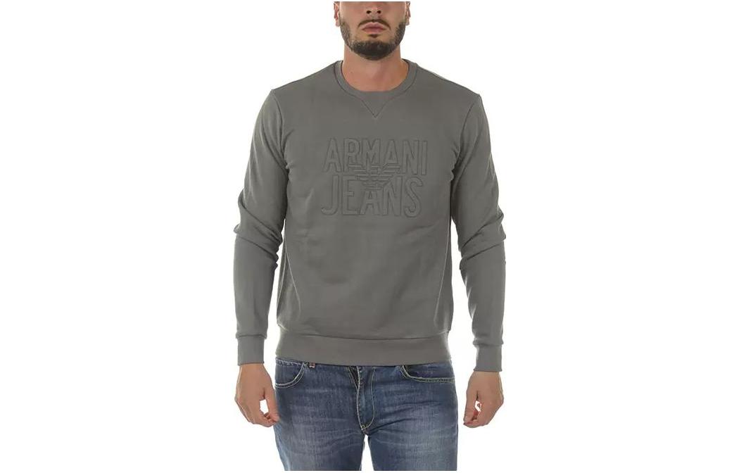 Giorgio Armani SS23 Letter Print Gray Pullover Sweatshirt Long Sleeve 6X6M26-6JPAZ-1900