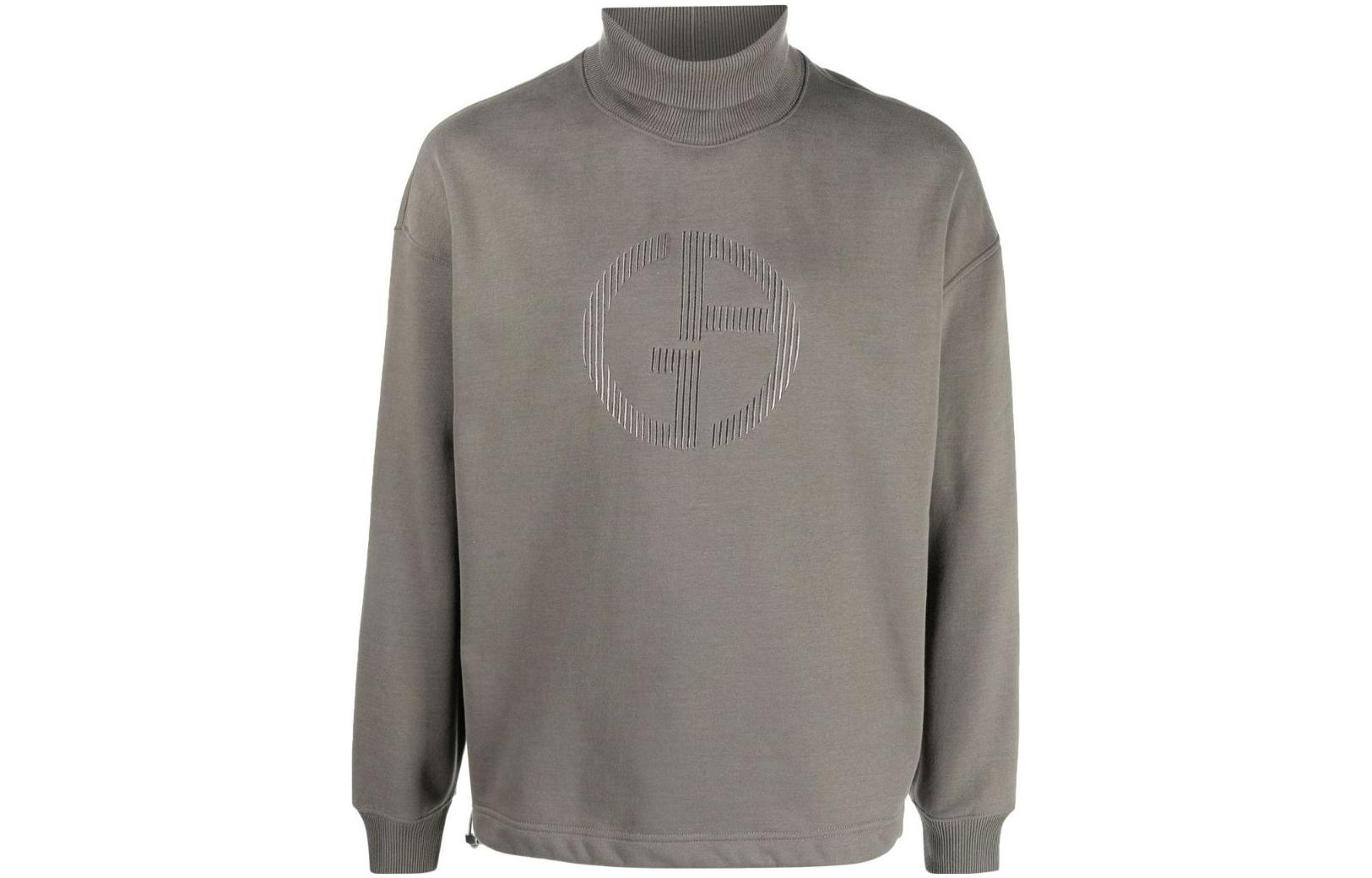 Giorgio Armani SS23 Logo High-Neck Long-Sleeve Sweatshirt Men’s Olive Green 3RSM52S-JDSZU-8HW