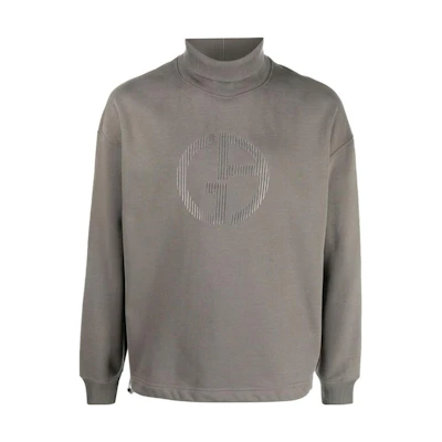 Giorgio Armani SS23 Logo High-Neck Long-Sleeve Sweatshirt Men’s Olive Green 3RSM52S-JDSZU-8HW