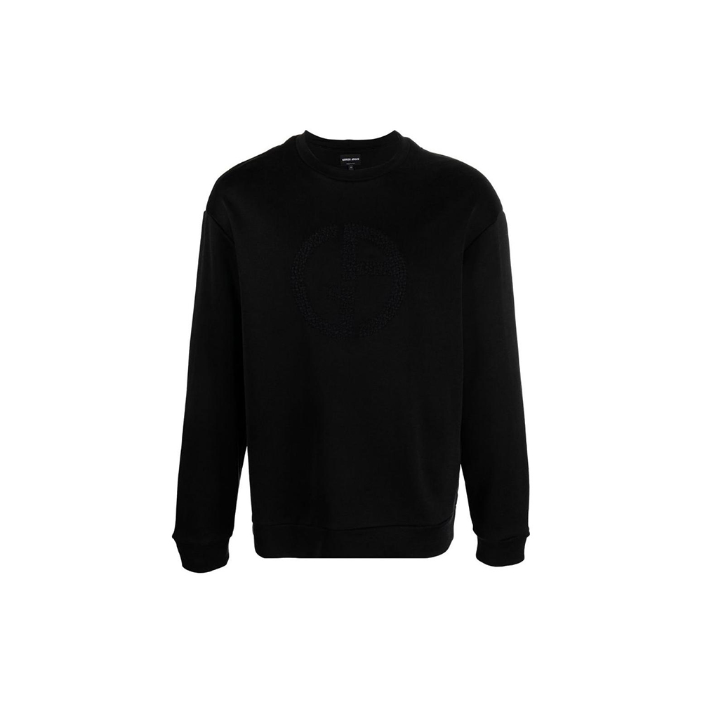 Giorgio Armani SS23 Logo Print Oversized Crewneck Sweatshirt Black Mens 3RSM75-SJMBZ-UC99